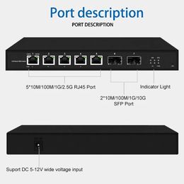 HICOMDATA 7 Ports 10G liaison montante L2-commutateur Ethernet commutateur réseau et L2-géré 2*100M/1000M/1G/10G SFP 5*10M/100M/1G/2.5G RJ45