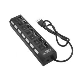 7 Poorten USB HUB LED USB Hoge snelheid 480 Mbps Adapter USB Hub met Power On Off Switch voor pc -laptopcomputer PC -laptop met ON/van