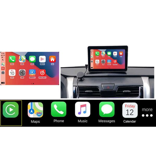 Lecteur Portable de voiture de 7 pouces, tablette Apple Carplay sans fil, Bluetooth, navigation, Android, Radio multimédia HD1080, stéréo, moniteur de stationnement Linux