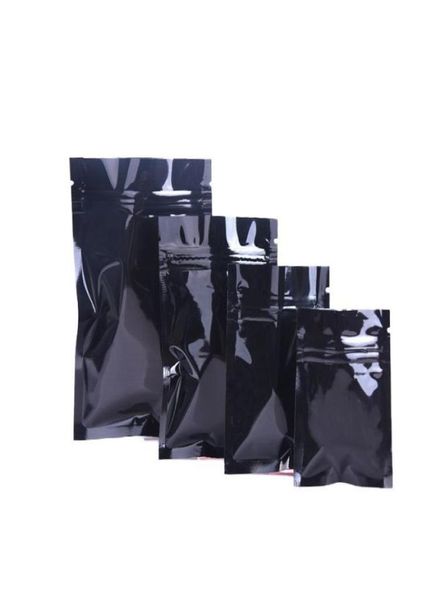 Sacs d'emballage en papier d'aluminium noir de 7 tailles, paquets d'échantillons thermoscellés avec fermeture à glissière, sac de stockage de qualité alimentaire en Mylar refermable à fermeture éclair 1004901816