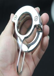 7 maten Cockringen Rvs Scrotum Bindend Apparaat Metalen Bondage Hanger Testikel Cockring Speeltjes voor Mannen BB22564950517