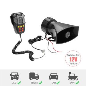 Alarme d'avertissement de voiture à 7 sons Haut-parleur Sirène d'incendie de police Air Horn Bugle PA 12V Signal sonore Mégaphone pour camion Van Auto Moto