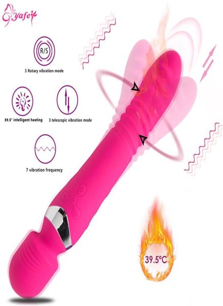 Vibrador de calentamiento de 7 velocidades, consolador de empuje de rotación, varita mágica AV, masajeador, vibradores de punto G, estimulador de clítoris, juguetes sexuales para mujeres223d2829331