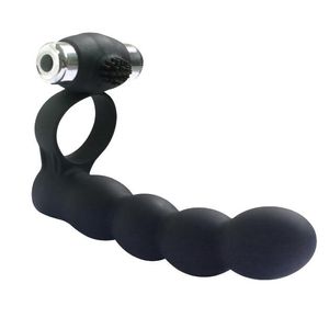 7 Speed ​​Dildo Vibrator Penis Vibrerende ring Dubbele penetratieriem op DildoS Anal kralen G Spot Vibrator Sekspeelgoed