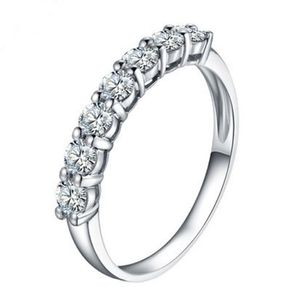 7 Stenen Hele Drop 0 7CT SONA Diamanten Ring Voor Vrouwen Sterling Zilveren Sieraden Pt950 Gestempeld Platina Plaat S18101002183A