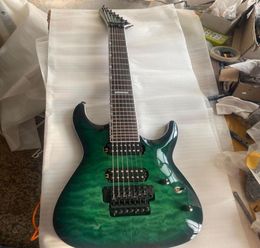 7-snarige Horizon FR7 Black Turquoise Burst elektrische gitaar Blue Quilted Maple Top One Piece Body Locking Tremolo-systeem China Mad1644735