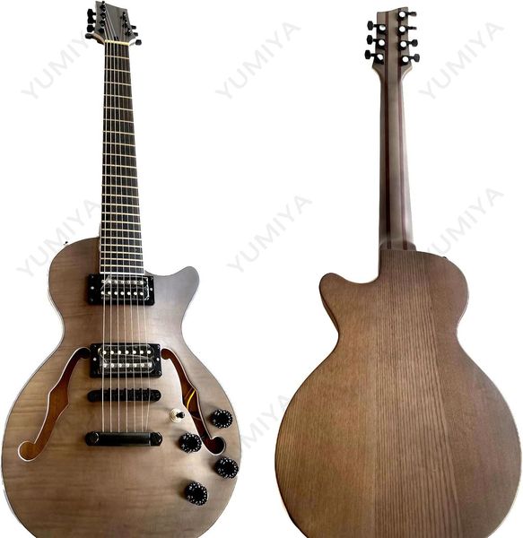 Guitare électrique semi-creux à 7 cordes F Hole Jazz Guitare Maple Body Guitar 22 Frts Chrome Pickups