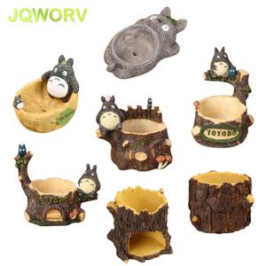 7-Stijl Cartoon Leuke totoro bloempot boerderij decor Hars Creatieve Ambachten plantenbakken Home office tuin vetplant pot Y200723