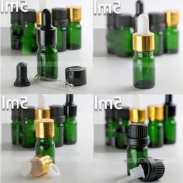 7 -stijl kinderbestendige dop lege 5 ml groene glazen druppelaar fles voor 5 ml e vloeibare fles Essentiële oliepakking Hot Wholesale USA Market AWPQ