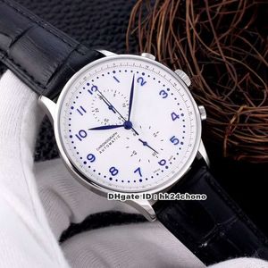 7 style montre de haute qualité Portugieser chronographe quartz montre pour homme 371446 boîtier en acier 316L cadran blanc bracelet en cuir montres pour hommes 3063