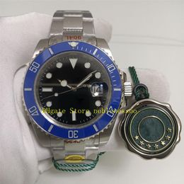 7 Style Men 904L Steel Watch Uomo 41mm Quadrante nero Lunetta in ceramica blu Bracciale in acciaio inossidabile V5 Two Tone 18K Yellow Gold Ca2878