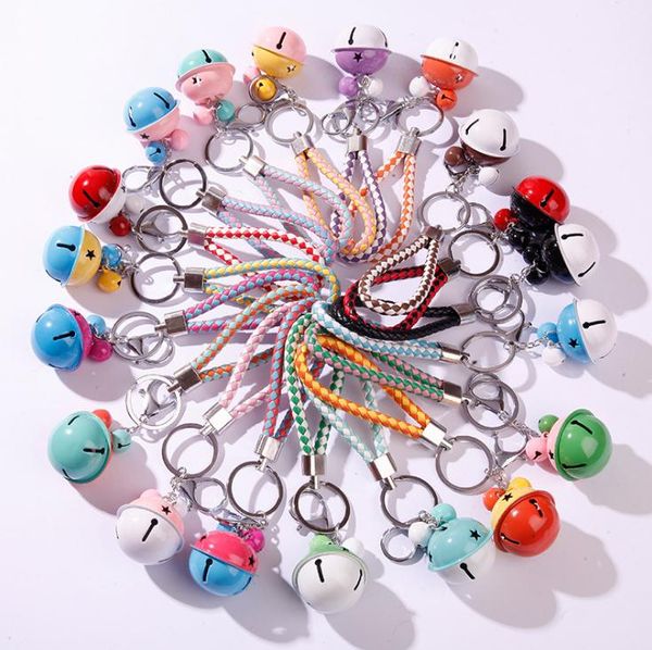 26 couleurs mode Double couleur cloche porte-clés en cuir tressé corde porte-clés tissé cordon voiture porte-clés titulaire pendentif bricolage accessoires