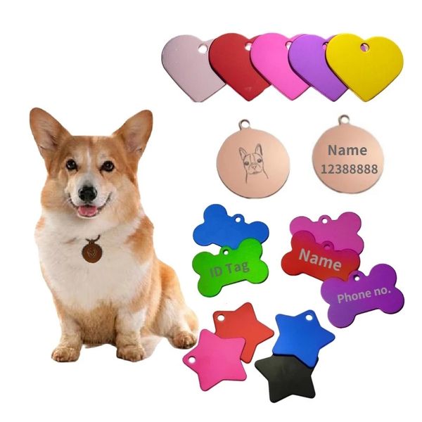 7 Styles bricolage carte d'identité pour animaux de compagnie en alliage d'aluminium en métal animaux de compagnie étiquette mode Durable facile à utiliser chien chat étiquettes