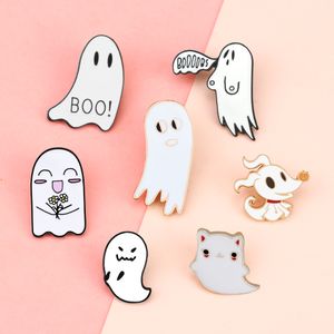 7 styles Halloween Ghost Entamel épingles femmes hommes hommes mignons broches jeans manteau badges épingle