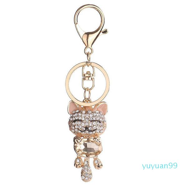 7 Estilos Smile Cat Llavero Crystal Key Fob Rhinestone Llaveros Gatito Colgante Llavero Bolso Coche Llaveros Joyería