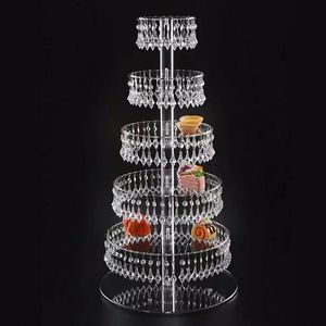 Présentoir à cupcakes rond transparent en acrylique à 7 niveaux, présentoir à pendentif en cristal pour desserts de fête à domicile, centres de Table de mariage, faveurs