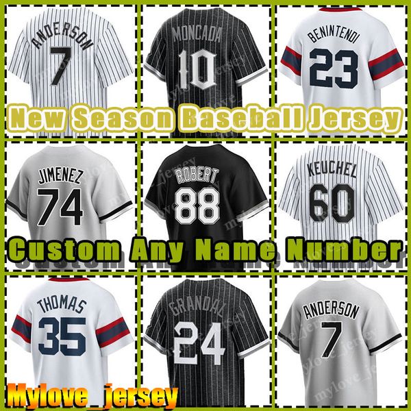 7 Tim Anderson 88 Luis Robert Jersey Baseball White Sox Eloy Jimenez Bo Jackson Andrew Benintendi Andrew Vaughn Dylan cesse de Chicago Gavin Sheets Gregory Santos