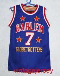 7 TOO TALL 21 "Special K" Kevin Daley 41 Sweet Lou Dunbar HARLEM GLOBETROTTERS BASKETBALL JERSEY Bleu Broderie Cousu Personnalisé n'importe quel numéro et nom Maillots