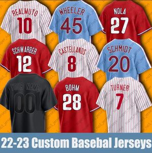 7 Trea Turner Baseball Jersey Bryce JT Realmuto Harper Nick Castellanos Aaron Nola Rhys Hoskins Alec Bohm Kyle Schwarber Taijuan Walker Brandon Marsh Bryson Stott