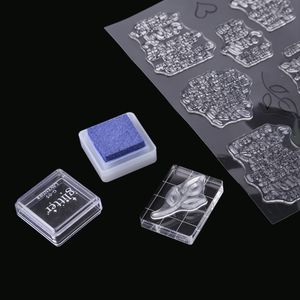 7 types Bloc de tampon acrylique transparent pour le bricolage en silicone transparent tampon / sceau facile à faire des cartes papier d'album de Scrapbooking-Photo