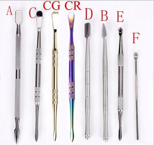 7 Types En Acier Inoxydable Cire Dabber Sac À Outils Argent Or Arc-En-Ciel À L'huile Tabac Herbe Sèche Dab Rigs Atomiseur Choisissez Hash Pen Accessoires Pour Fumer