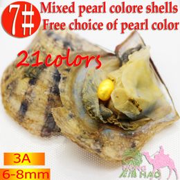 #7 (Jaune) 6-8mm Akoya Oyster Oval Pearl Oyster Vente en gros, Perle teintée personnalisable