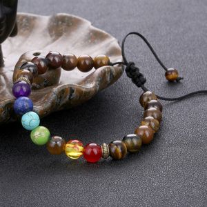 7 yoga chakra armband natuursteen tijger eye turquoise kralen armbanden mode sieraden vrouwen heren armband wil en zandig geschenk