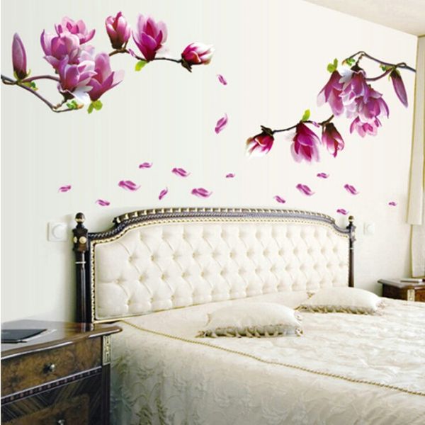 70*50 cm Magnolia fleur fleurs autocollant mur autocollant créatif mode hall papier peint floral bricolage pâte maison chambre AY9157 210420