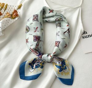 70-70 cm Designer Print Bloem Silk Scarf Hoofdband voor Women Fashion Long Handgreep Bag Sjal