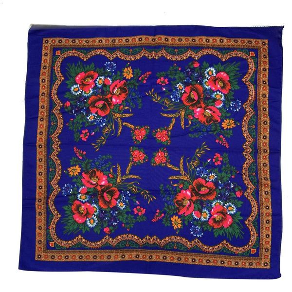 70 70 cm russe Floral écharpe femmes petit carré Bandana ethnique châle femmes bandeau foulards dame mouchoir tête enveloppes