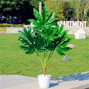 70-80cm 7fork grandes plantes tropicales artificielles en plastique vert monstera feuille art matériel de fleur pour bureau el décoration de la maison 210624