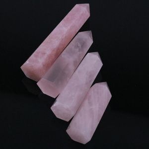 70-80MM roca natural rosa cuarzo rosa varita de cristal punto curación Mineral piedra Pink270U