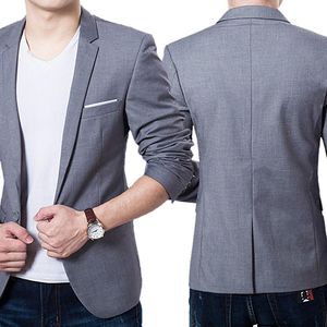 70% Blazer delgado con cuello escalonado de color sólido para hombre Ropa formal de negocios Traje con un botón 5xl