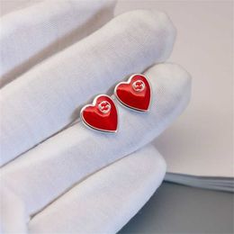 70% korting op designer sieraden armband ketting ring in elkaar grijpende emaille rode persoonlijkheid veelzijdige hartvormige damesoorbellen