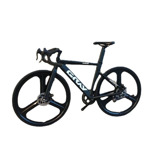 Bicicleta de carretera de velocidad múltiple gris 700 C, bicicleta de carreras con Shimano, ciclo de freno de disco doble de aleación de aluminio de 14 velocidades