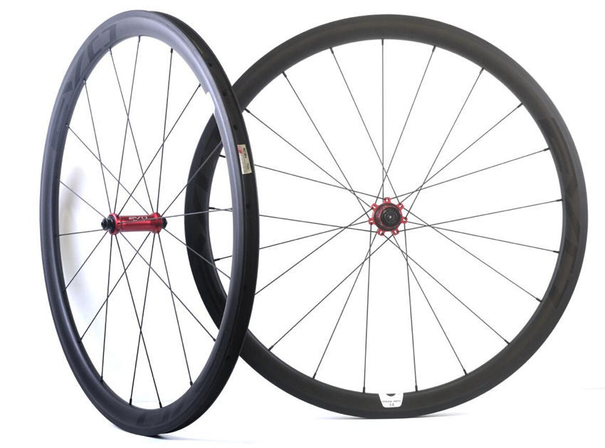 700C 38mm głębokość 25mm szerokość karbonowe koła rower szosowy rurowy karbonowy zestaw kołowy z prostą piastą EVO, obręcz w kształcie litery U