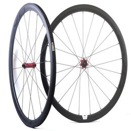 Roues tubulaires en carbone 700C, 38mm de profondeur et 25mm de largeur, pour vélo de route, avec moyeu à traction droite EVO, jante en forme de U, 273S