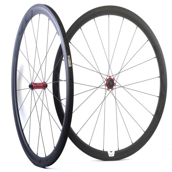 Roues tubulaires en carbone 700C de vélo de route, 38mm de profondeur et 25mm de largeur, avec moyeu à traction droite EVO, jante en forme de U 340u