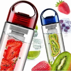 700 ML sans BPA en plastique fruits infuseur bouteille d'eau avec filtre étanche Sport randonnée Camping boisson Shaker 210423