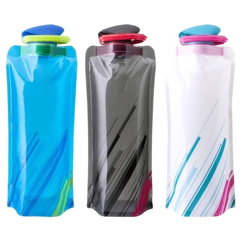 700 ml Portabla ultralätt fällbara vattenpåse Soft Flask Bottle Outdoor Sport Vandring Camping Water Bag Foldning Vatten hinkväskor