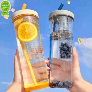 Bouteille d'eau de 700 ml avec filtre de créativité en paille Tasse en plastique pour bouteille à boire scolaire Tasses de sport en plein air avec couvercle pour filles BPA