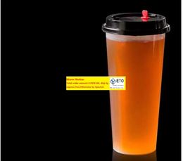 700 ml 24 oz boissons chaudes froides jus tasses café laiteux tasses à thé épaissir jetable Transparent en plastique boissons tasses avec couvercle