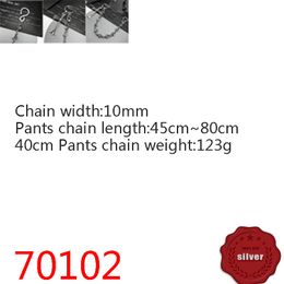 70102 S925 Sterling Silver Pant Chain Wrap Chain Hip Hop Cross Flower Ball Dice S Buckle Solid Beads Thick and Bold Pull Chain Fashion Trend Jewelry