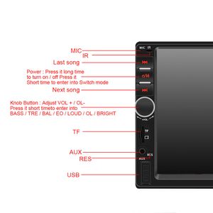 Radio para coche 7018B, 7 pulgadas, 2Din, modulador FM, recibidor estéreo, compatible con cámara de visión trasera, reproductor de Audio, Bluetooth, Mirror Link, MP5