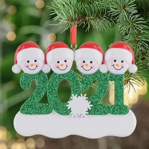 70920A Ornement d'arbre de Noël Décorations de fête 2021 Bonhomme de neige Famille de 2/3/4/5/6 Ornements cadeaux pour maman papa enfant grand-mère Fast Ship