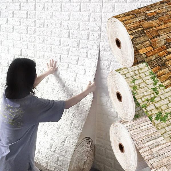 70 cm*1m 3D Patrón de ladrillo Patinas de pared de pared de lujo Panel de lujo de la sala de estar impermeable Decoración del hogar 240420