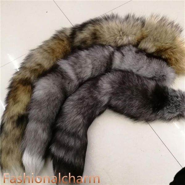 70cm 27 5 - Long Real Fox Fur Tail Keychians Cosplay Toy Keyrings Car KeyChain Bag Charm Tassels2598