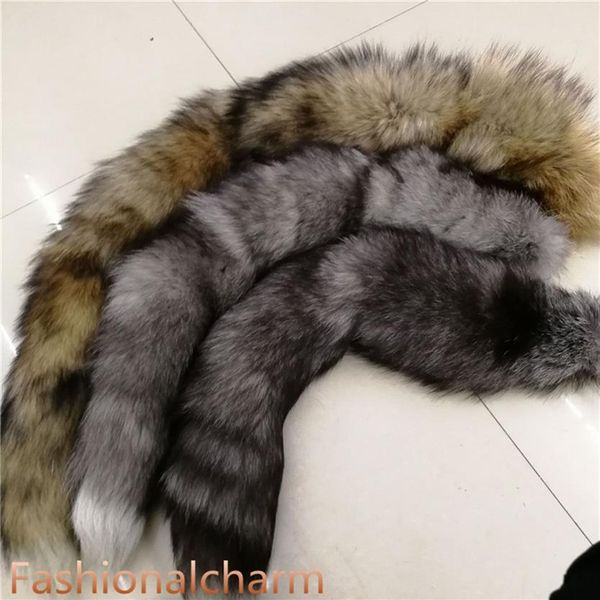70cm 27 5 - Long Real Fox Fur Tail Keychians Cosplay Toy Keyrings Car KeyChain Bag Charm Tassels246r