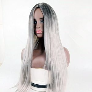70 cm 28 inch lange rechte synthetische pruikstijlen simulatie menselijk haar pruiken haarstukjes voor zwart en wit vrouwen perruques K10