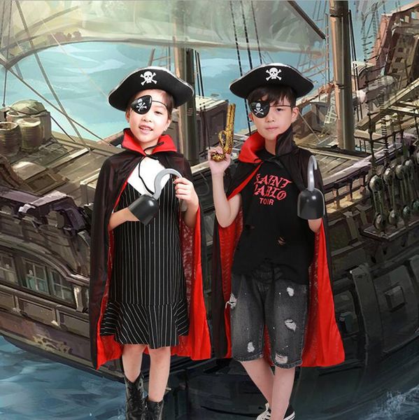 90 cm Halloween bébé enfants vêtements cosplay magicien noir manteau sorcière cosutumes cap Costume fête mort diable manteaux pour enfants cadeau